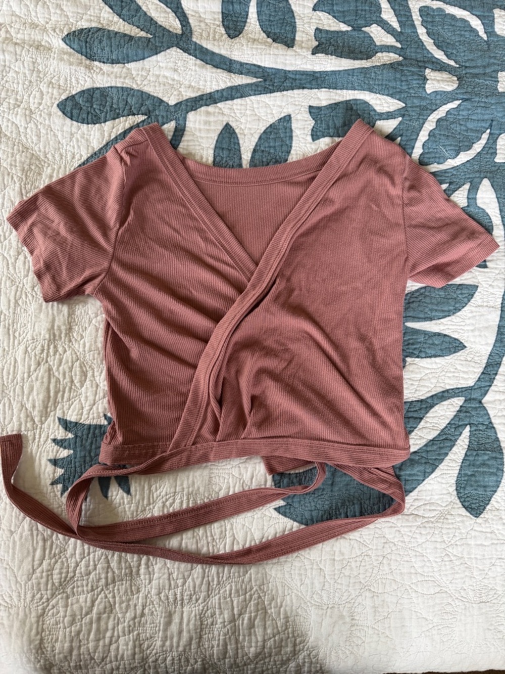 Latched Mama Ribbed Wrap Crop Top - Rose Mauve